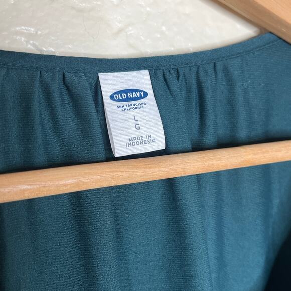 Old Navy Women's V-Neck Balloon Sleeve Blouse Bottle Blue Size Large - Picture 2 of 5